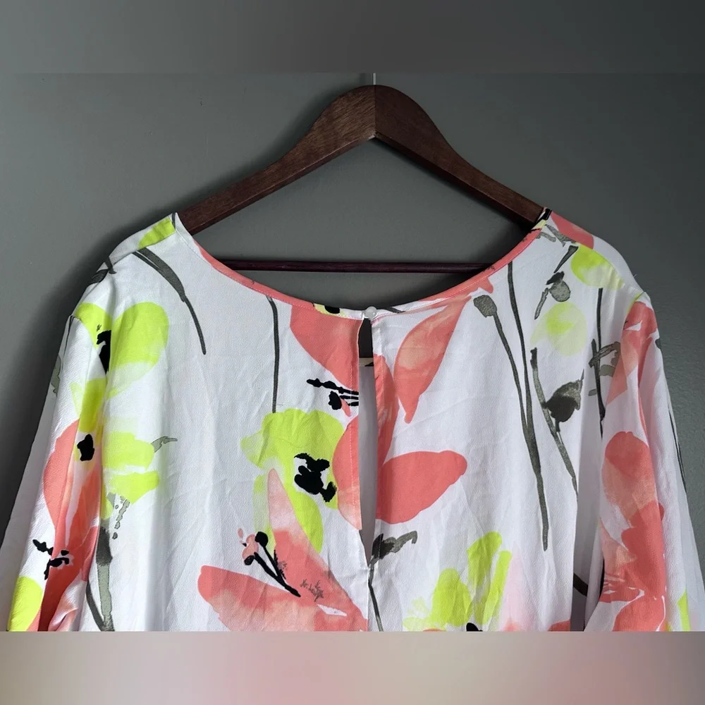 Lane Bryant Retro Floral Printed Chiffon Shift Midi Dress Plus Size 26/28 (4XL) - Picture 11 of 16